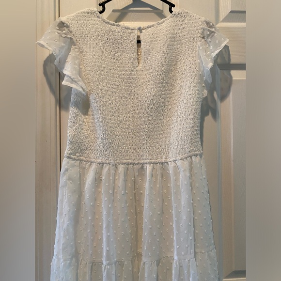 Merokeety Women’s Short Sleeve Swiss Dot Dress, White -Medium - Picture 9 of 11